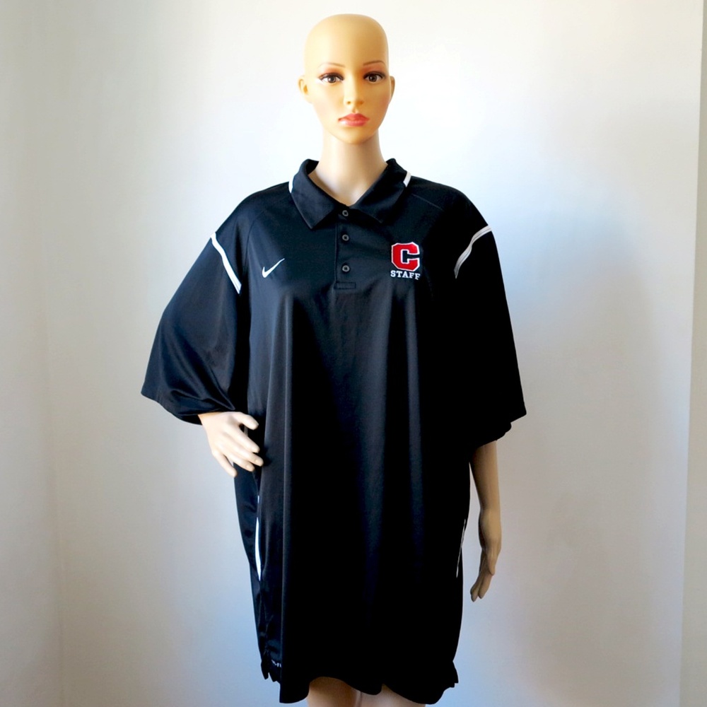 ❤️$3/18 Nike Dri Fit Polo Collared Black Shirt 3XL